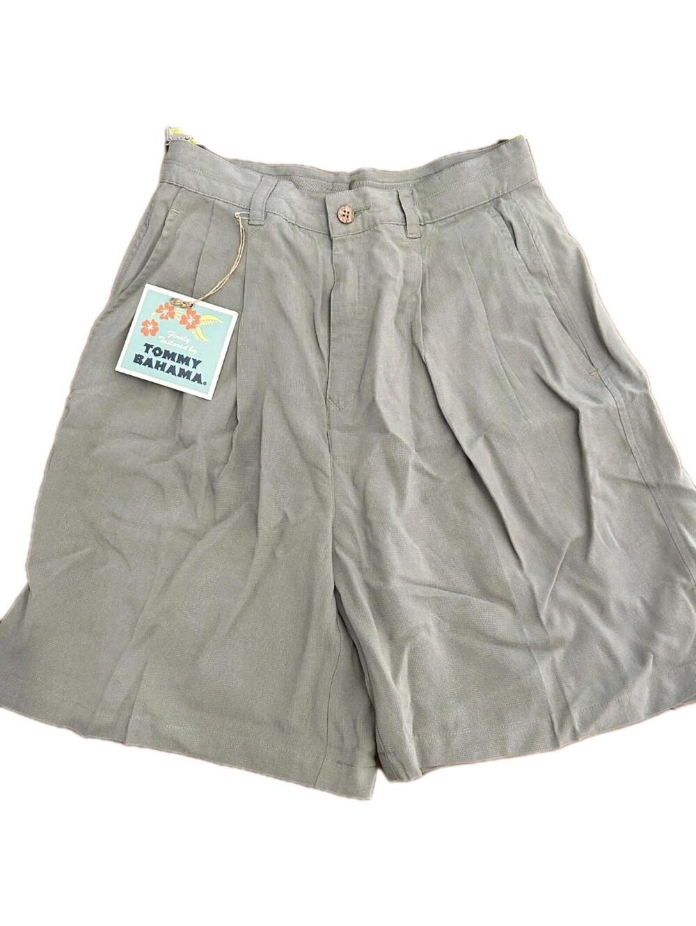 VTG Tommy Bahama Olive Green Women’s Pleated Shorts NWT Size 6 W26 100% Tencel